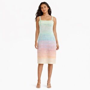 525 America Pastel Ombre Knit Midi Dress Size Large Coastal Cottagecore